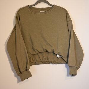 Anthropologie Pilcro Niki Bubble Sweatshirt - Olive Green - Size XXS